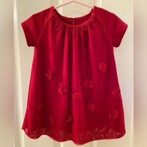 Zara Baby Girls Red Tulle Flower Detail Short Sleeve Dress Size 18-24 Months